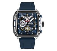 Police Herren Chronograph Uhr Blau Gelb Silikon Edelstahl 48mm Armbanduhr Herrenuhr Chronographen