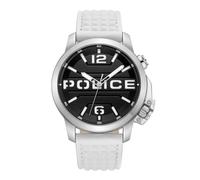 Police Herrenuhr REBEL PEWJD0021704 Edelstahl Weiß Lederarmband 44 mm 5 bar