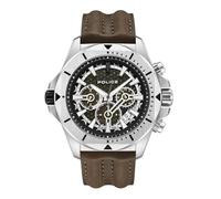 Police Herren-Chronograph Khaki-grünes Zifferblatt, braunes Lederband, Edelstahlgehäuse