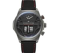 Police Rotorcrom Herren Armbanduhr aus Edelstahl und Silikon in der Farbe Grau-Schwarz 44mm, Wasserdichtigkeit: 5 Bar, PEWJM0006505