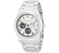 Police Salkantay Chronograph Armbanduhr für Herren mit Silikonarmband, Silber/Weiß, Armband