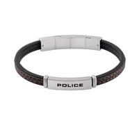 Armband POLICE "Recall", silber (schwarz, braun, edelstahlfarben), Armbänder, Herren, 22cm, Edelstahl Leder, Edelstahl, Leder, Armband (27625303-0) schwarz, braun, edelstahlfarben