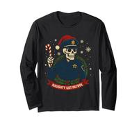 Police Skelett Xmas Shirt Naughty List Patrol Weihnachten Langarmshirt