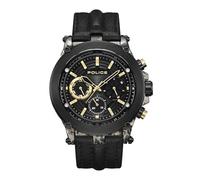 Police Taman Herren Armbanduhr aus Edelstahl und Leder in der Farbe Schwarz-Gold, Größe: 47mm x 55,5mm, Wasserdichtigkeit: 5Bar, PEWJF2226641