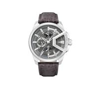 Police Herrenchronograph UNDERLINED PEWJF0005703, Edelstahl/Leder, Silber-Braun, 46 mm, 5 Bar