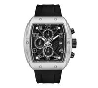 Police Coswig Herren-Chronograph, schwarzes Zifferblatt, schwarzes Silikonband, mit Gehäuse aus Legierung, Schwarz, modern, Schwarz , Modern