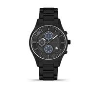 POLICE Vault Schwarzes Zifferblatt Schwarzes Edelstahlarmband Chronograph für Herren, 44mm
