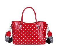 Polka Dot Bucket Bag Damen PU Leder Casual Schulter Umhängetasche (Rot)