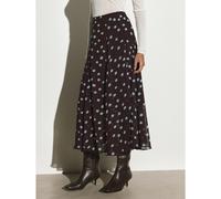 Polka Dot Midi-Rock aus fließendem Chiffon mit A-Linien-Falten-Silhouette und verstreutem Punktmuster, Herbst-Winter-Saisonstil