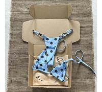 Polka Punkt Neckholder Binden Zwei Teile Bikini Badeanzug Set für Frauen Badeanzug Sets 2 Teile Set Hellblauer Bikini Polka Punkt Badeanzüge Polka Pun