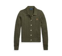 Polo-Baumwollstrickjacke mit Zopfmuster S Green