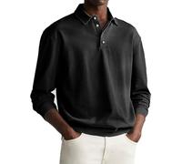 Polo Pullover Herren Pullover mit Polokragen Strick Poloshirt Langarm Business Pullover Poloshirt Herren XXXL Geripptes T Shirt Schwarz Longsleeve Herren BaumwollePoloshirts