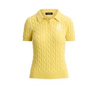 Polo-Pullover mit Zopfmuster M Yellow