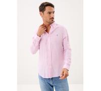 Gestreiftes Custom-Fit Leinenhemd M Pink