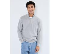 Polo Ralph Lauren Regular Fit Troyer mit Label-Stitching in Hellgrau Melange, Größe M