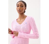 Polo Ralph Lauren - Bekleidung Pull torsadé à col V en coton - Rosa - Größe S