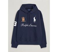 Polo Ralph Lauren Hoodie mit Label-Stitchings und Känguru-Tasche in Marine, Größe M