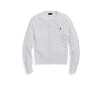 Rundhalsstrickjacke mit Zopfmuster XL White