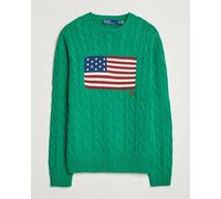 Polo Ralph Lauren Cotton Cable Flag Sweater Billiard Green Grün L