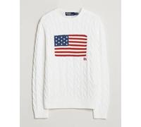 Polo Ralph Lauren Cotton Cable Flag Sweater Ceramic White Weiß XL