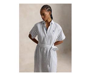 Polo Ralph Lauren Damen Blusenkleid aus Leinen, weiss, Gr. 36