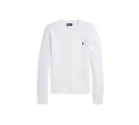 Rundhalsstrickjacke mit Zopfmuster XL White