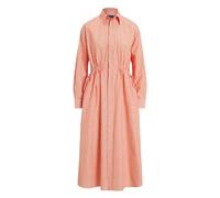 Polo Ralph Lauren - Gestreiftes Hemdblusenkleid aus Leinen-Baumwoll-Mix mit Tunnelzug - - Dresses - Damen - Orange - XS