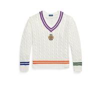 Polo Ralph Lauren Cotton Linen Blend Sweater Cream Combo Weiß S