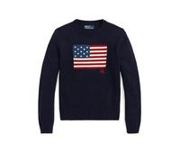 Rundhalspullover mit Flagge L Blue