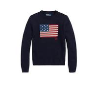 Rundhalspullover mit Flagge M Blue