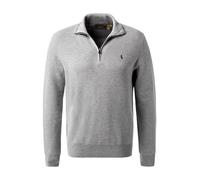 Polo Ralph Lauren Regular Fit Troyer mit Label-Stitching in Hellgrau Melange, Größe S