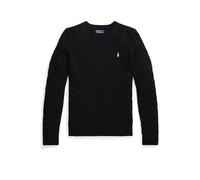 Woll-Kaschmir-Pullover mit Zopfmuster M Black