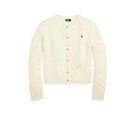 Woll-Kaschmirstrickjacke mit Zopfmuster L White