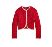 Verkürzte Strickjacke mit Zopfmuster L Red