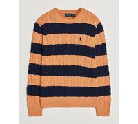 Polo Ralph Lauren Striped Cotton Cable Sweater Orange Navy Combo Orange L