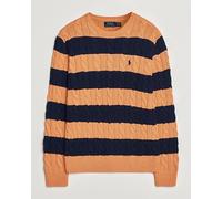 Polo Ralph Lauren Striped Cotton Cable Sweater Orange Navy Combo Orange M