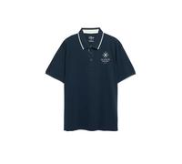 s.Oliver Herren Poloshirt aus Baumwoll-Piqué Regular Fit mit Frontprint Kontrast-Details Blau 3XL