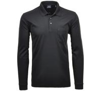 RAGMAN - Softknit-Polo mit Brusttasche, Langarm schwarz - Gr. - M