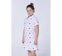 Polo Sylt Mädchen-Polokleid aus Baumwollpiqué mit Volantsaum Weiß (White/Pink) 158/164