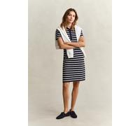 Polokleid GANT "SLIM STRIPED PIQUE POLO", Damen, Gr. XL, N-Gr, evening blau, Web, Obermaterial: 97% Baumwolle, 3% Elasthan, gestreift, slim fit kniefrei, Rundhals, eingesetzt gerader Abschluss, Kleide