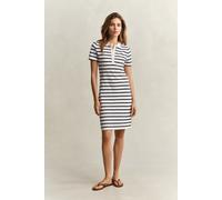 Polokleid GANT "SLIM STRIPED PIQUE POLO", Damen, Gr. XXL, N-Gr, eggshell, Web, Obermaterial: 97% Baumwolle, 3% Elasthan, gestreift, slim fit kniefrei, Rundhals, eingesetzt gerader Abschluss, Kleider, 