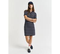Polokleid GANT "STRIPE SHIELD SS PIQUE POLO DRESS", Damen, Gr. XL, N-Gr, blau (evening blau), Piqué, Obermaterial: 100% Baumwolle, slim fit ca. Mitte Knie, Kleider Polokleid (10406531-XL)