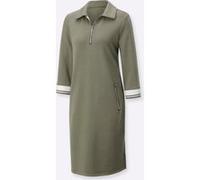 Shirtkleid CREATION L "Modal-Mix-Kleid", Damen, Gr. 38, Normalgrößen, khaki, weiß, Jersey, 50% Modal, 44% Polyester, 6% Elasthan, unifarben, knielang, Kleider Shirtkleid (82151949-38) khaki, weiß