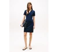 Polokleid TOMMY HILFIGER "1985 RWB TIP SLIM POLO DRS", Damen, Gr. S (36), N-Gr, blau (schwarz night navy), Jersey, Obermaterial: 96% Baumwolle, 4% Elasthan, unifarben, casual, slim fit, Kurzarm, Kleid