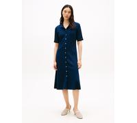 Polokleid TOMMY HILFIGER "GOLD BUTTON F&F MIDI DRESS", Damen, Gr. XS (34), N-Gr, schwarz night navy, Jersey, Obermaterial: 100% Baumwolle, unifarben, gerade wadenlang, Kleider, mit Logo-Stickerei (459