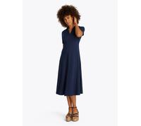 Polokleid TOMMY HILFIGER "LYOCELL OPEN-NK MIDI DRESS", Damen, Gr. S (36), N-Gr, blau (schwarz night navy), Piquu00e9, Obermaterial: 65% Lyocell, 32% Baumwolle, 3% Elasthan, unifarben, casual, normal M
