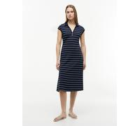 Polokleid TOMMY HILFIGER "LYOCELL PQ HENLEY MIDI POLO DRS", Damen, Gr. M (40), N-Gr, fine stp schwarz night navy, weiß, Jersey, Obermaterial: 65% Lyocell, 32% Baumwolle, 3% Elasthan, gestreift, regula