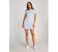 Polokleid TOMMY HILFIGER "SLIM PIQUE POLO DRESS SS", Damen, Gr. L (42/44), N-Gr, breezy blau, Piqué, Obermaterial: 96% Baumwolle, 4% Elasthan, unifarben, slim fit kniefrei, Rundhals, eingesetzt gerade