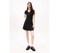 Polokleid TOMMY JEANS "TJW F&F RIB POLO DRESS EXT", Damen, Gr. S (36), N-Gr, schwarz, Jersey, Obermaterial: 95% Baumwolle, 5% Elasthan, unifarben, figurbetont, Kleider (50747347-S) schwarz