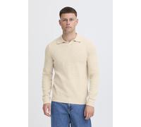 Polokragenpullover BLEND "BHBRANKO POLO SPLITN.", Herren, Gr. L, crockery melange, Strick, Obermaterial: 60% Wolle, 40% Nylon, unifarben, regular fit hüftlang, V-Ausschnitt, Strickbündchen, Pullover (